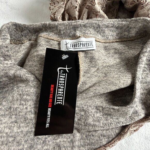 Transparente Womens Layered Ruffled Lace Dress Wool Blend One Size Tan Italy New - Picture 3 of 9